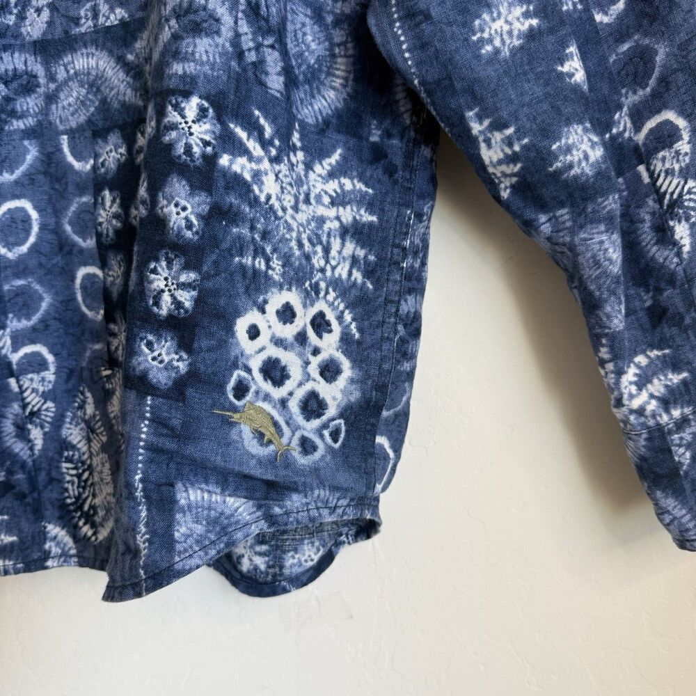 Tommy Bahama Medium Pina Shibori Linen Button Down Long Sleeve Shirt Vacation - Picture 2 of 9